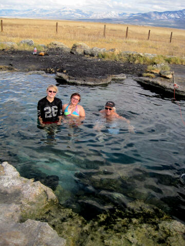 Stormy, Sierra and Shane in Meadow Hot Spring.