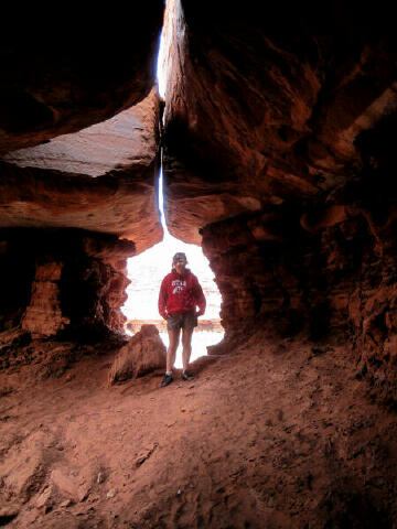 Sierra Burrows entering the Moab Wind Cave