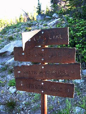 Sign at junction that lost hikers never found.