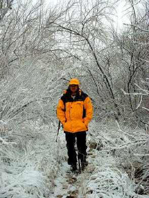 Hiking to the springs in winter.