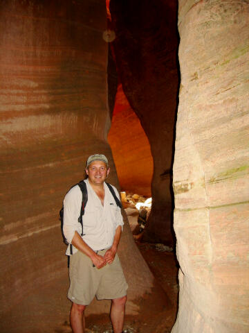 Hiking through Red Cave