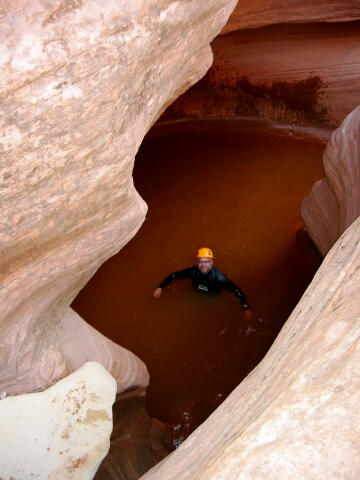 Hank Moon swimming through Red Cave.