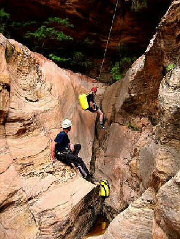 This rappel is often referred to as the "lean to the anchors" rappel.