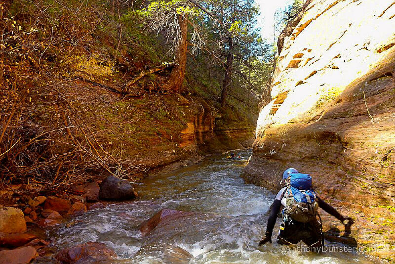 Hiking down canyon