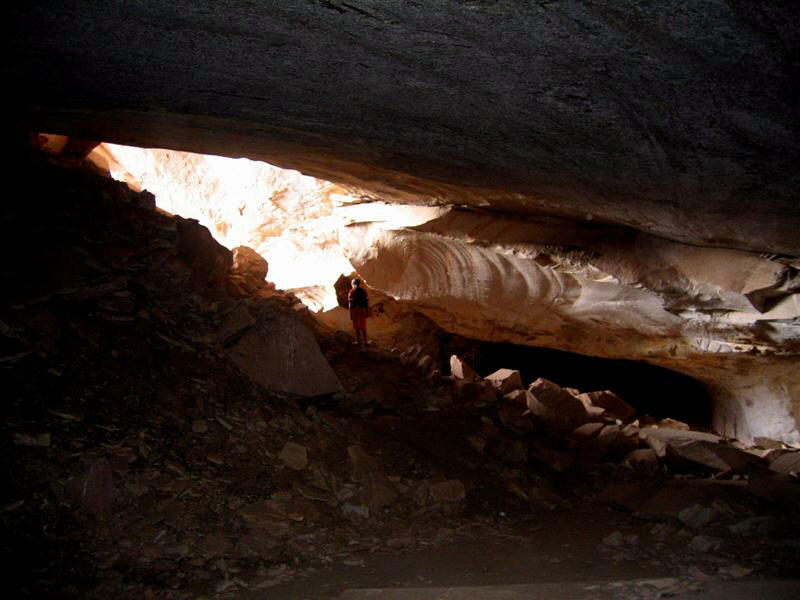 Looking out from inside Ballroom Cave