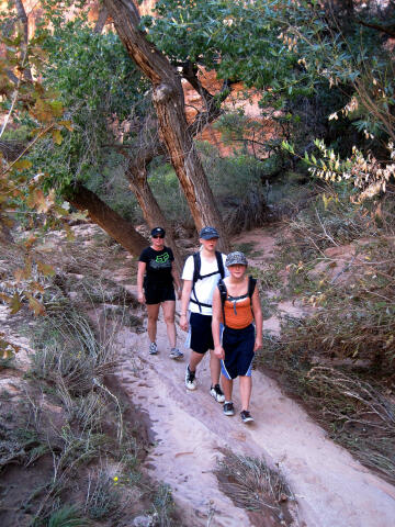 Shauna, Stormy and Sierra hiking out Slickhorn #2