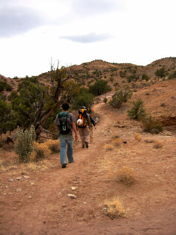 Hiking the trail.