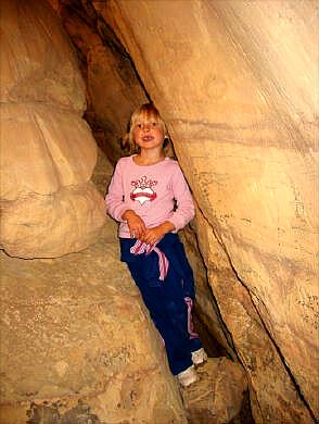 Sierra playing in a narrow canyon cleft