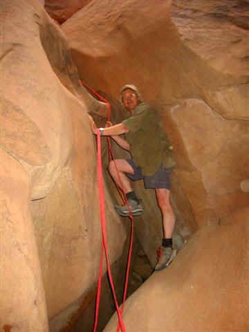 Climbing down the Rock Fall.