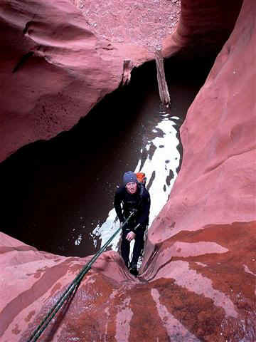 Rappeling into the dreaded keeper pothole.