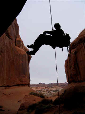 Justin Eatchel rappels in Big Horn