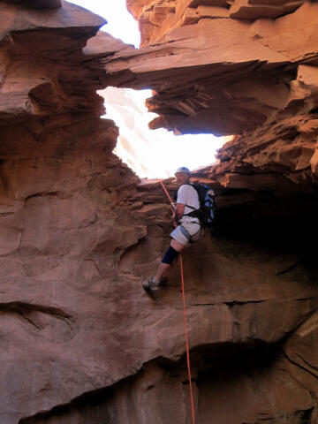 Keith Frank at the first rappel.