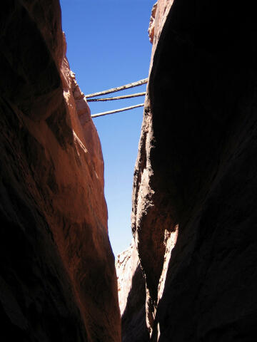 Part of old bridge over slot.