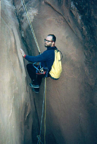 Hank Moon rappeling down