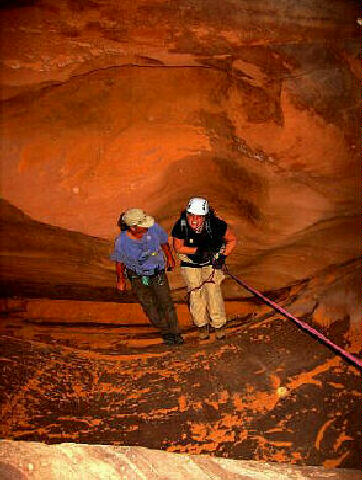 Catherine Waters and Emily Bement hanging out in Larry Canyon