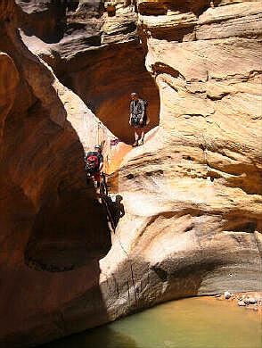 Rappeling in Eardley Canyon