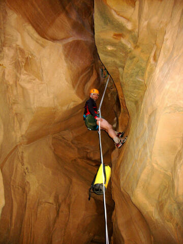 Final Rappel in the North Fork of Iron Wash
