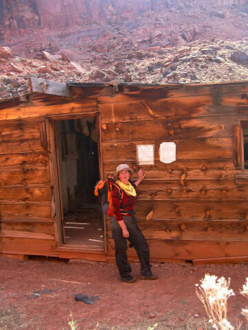 Alicia Scotter at the miner cabin.