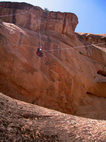 Bo Beck on the final rappel.