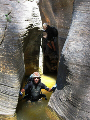 Wading through Checkerboard Canyon