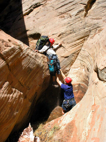 Team work in Telephone Canyon